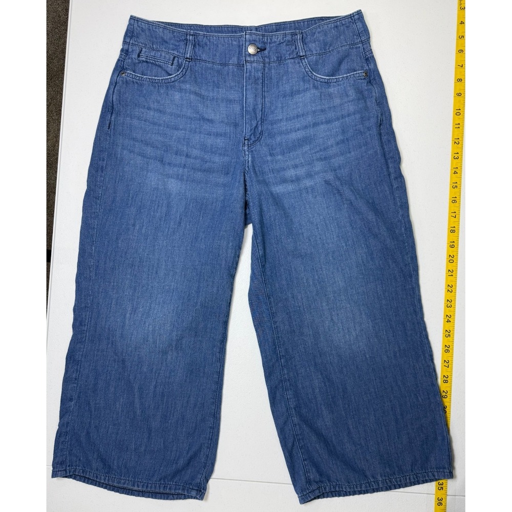 NYDJ Brigitte Wide Leg Crop Jeans Womens 10 Lift Tuck Chambray Denim